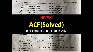 HPPSC ACF SOLVED PAPER HELD ON 05 OCTOBER 2025