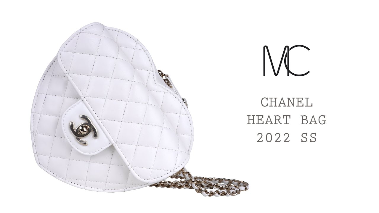 Chanel Heart Bag 2022 SS White Champagne Hardware Limited Edition