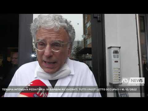 TERAPIA INTENSIVA PEDIATRICA: 10 BAMBINI RICOVERATI, TUTTI I POSTI LETTO OCCUPATI | 16/12/2022
