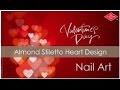 Valentines Day Heart Designs on trendy Almond Stiletto Nails: Bio Sculpture Gel Nail Art Tutorial