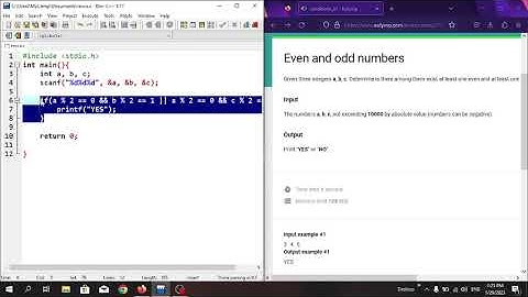 "Even and odd numbers " in C programming language. #Eolymp problem 1623.