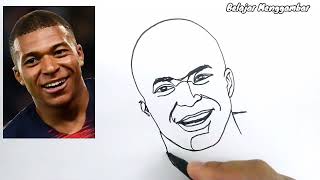 SATU GARIS MENGGAMBAR KYLIAN MBAPPE pemain sepakbola dengan mudah