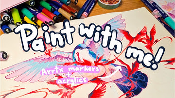 🎀 filling a sketchbook spread || ft. Arrtx acrylic markers