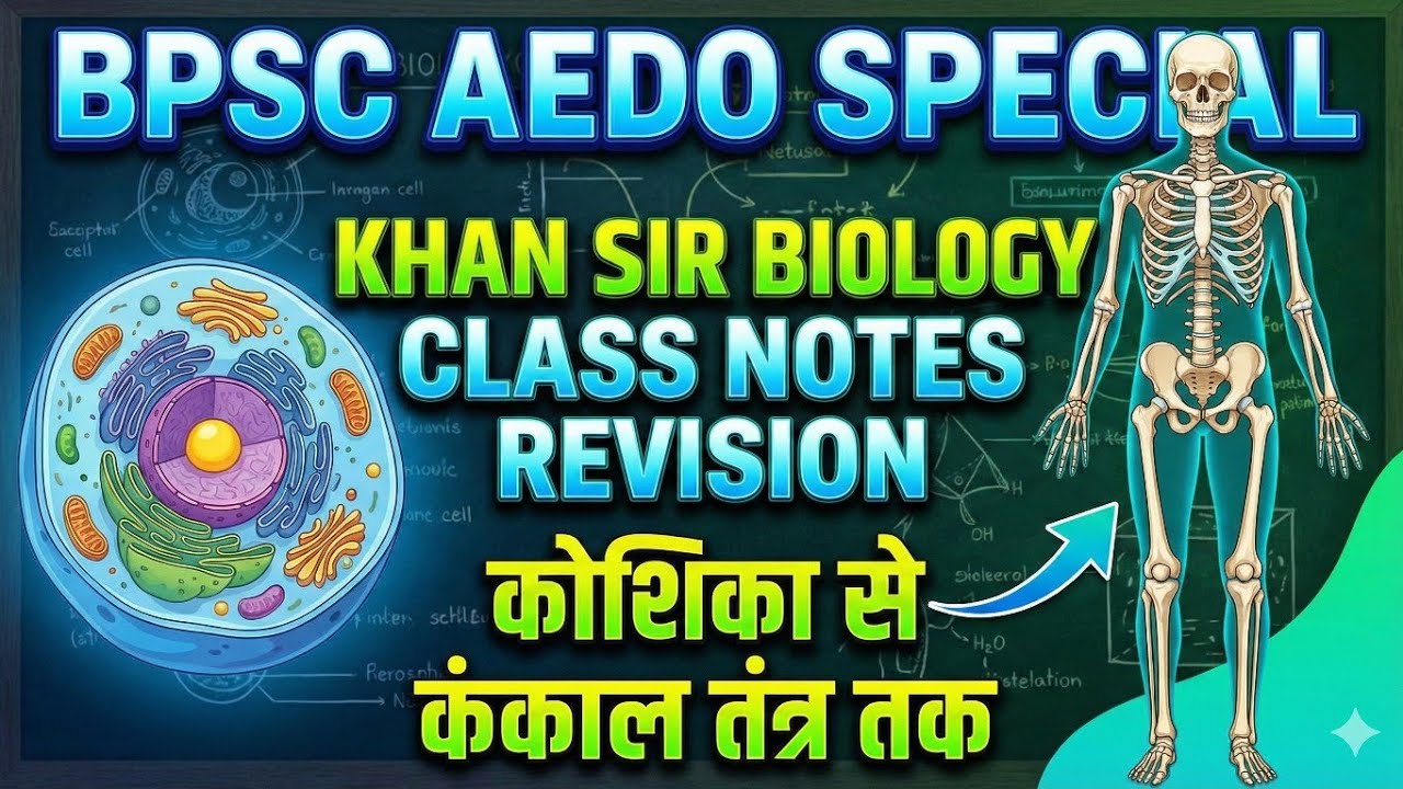 BPSC AEDO | Khan Sir Biology Class Notes Revision | कोशिका से कंकाल तंत्र (Cell to Skeleton) 