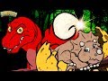 Tiranosaurio Rex Persigue a Triceratops - Canciones de Dinosaurios | Dinostory por Howdytoons S1E7