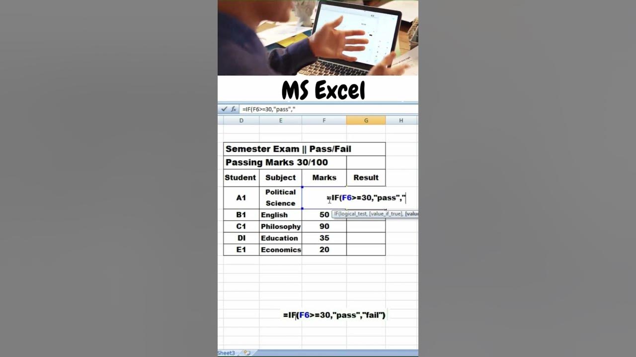 If() Formula in MS Excel || Pass /Fail #shorts - YouTube