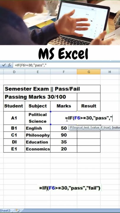 If() Formula in MS Excel || Pass /Fail #shorts - YouTube