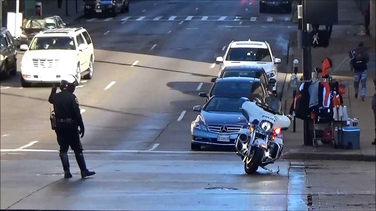 Denver Broncos police escort in Cincy YouTube