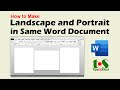 Landscape and Portrait in Same Word Document | Different Orientation in Same Word Document