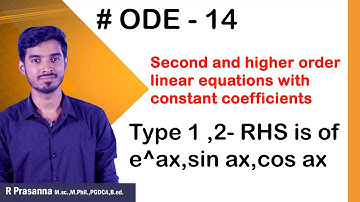 ODE 14 - Second and higher order Eqns. With Constant Coefficient - Type 1,2 #ias #upsc #upscoptional