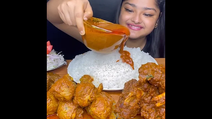 ASMR: EATING SPICY MUTTON CURRY🔥 BASMATI RICE || #shorts #mukbangn#asmreating #mukbangasmr #asmr
