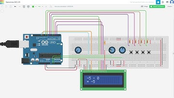 Ejemplo: Calculadora básica, Entrada Potenciometros y Push button, Arduino, Salida LCD.