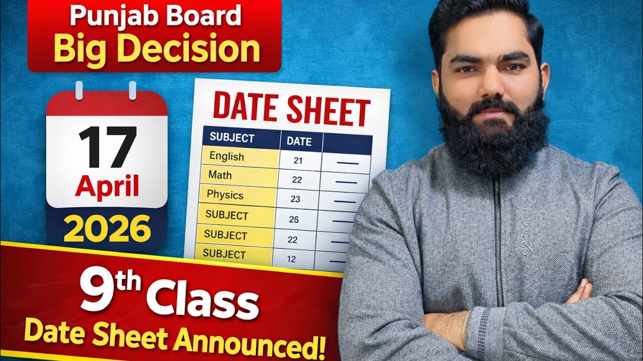 9th class date sheet for all# Punjab board 2026
