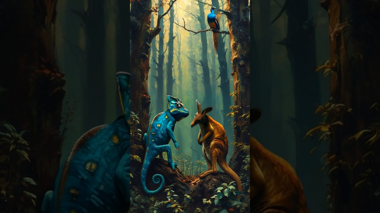 Magical hybrids meeting in an enchanted forest. 