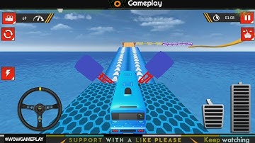 Impossible bus driving master android gameplay| Red & Blue color bus by wow gameplay