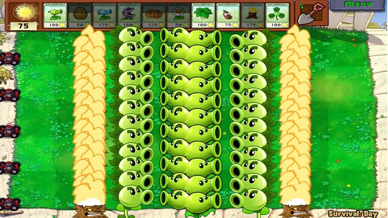 Plants vs Zombies - Gatling Pea Mod vs Dr. Zomboss Gameplay #8