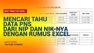 Cara Mencari Tahu Data PNS dari NIP dan NIK dengan Rumus Excel