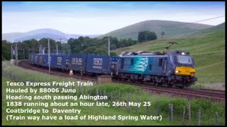 Tesco Express freight train heading south from Scotland