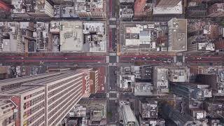 Aerial perspective revealing Midtown Manhattan's intricate urban grid, showcasing Empire State
