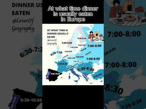 At what time dinner is usually eaten in Europe #shorts #map #europe #education #dinner