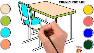 How to draw Table And Chair step by step / Table And Chair Drawing and Coloring Page