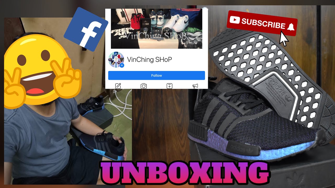 NMD R1 mens UNBOXING (Black, Purple)