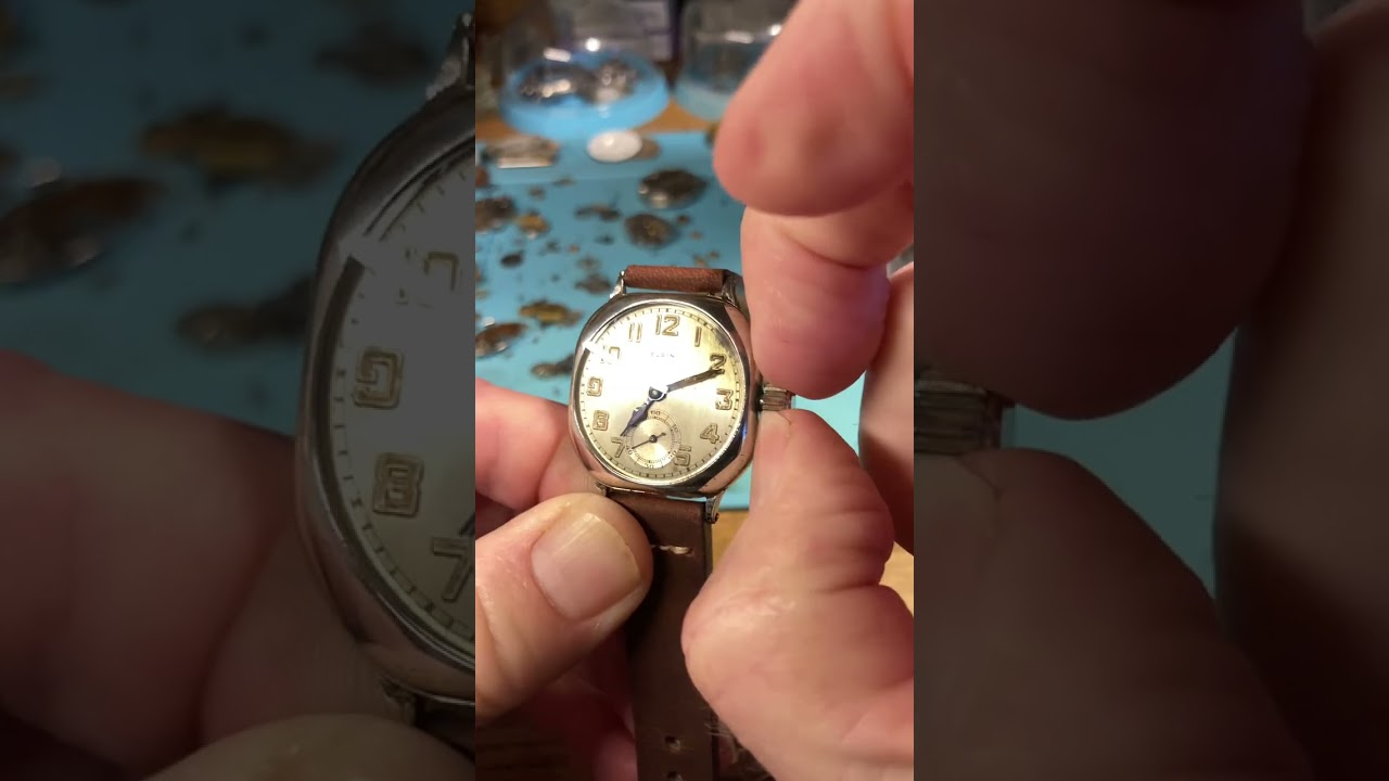 Elgin 1912 Illinois Cushion Case WWI Era Original Military Style  Wrist Watch