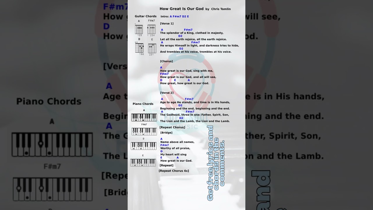 Lyrics and Chords of How great is our God by Chris Tomlin
