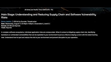 Main Stage: Understanding and Reducing Supply Chain and Software Vulnerability Risks