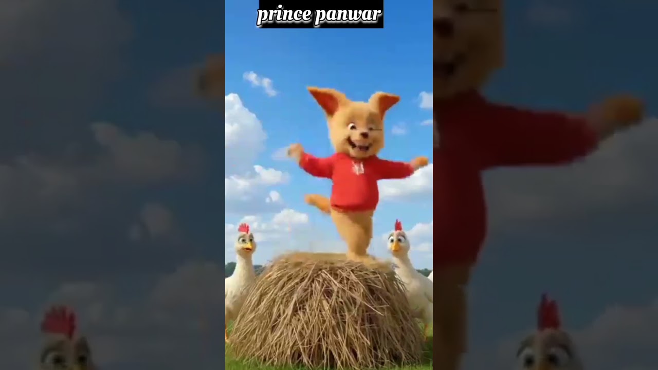 🐶😜🤪Red Hoodie Puppy Dancing on a Haystack - Chickens Can't Believe It 