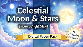 Celestial Moon Stars - Dreamy Night Sky I