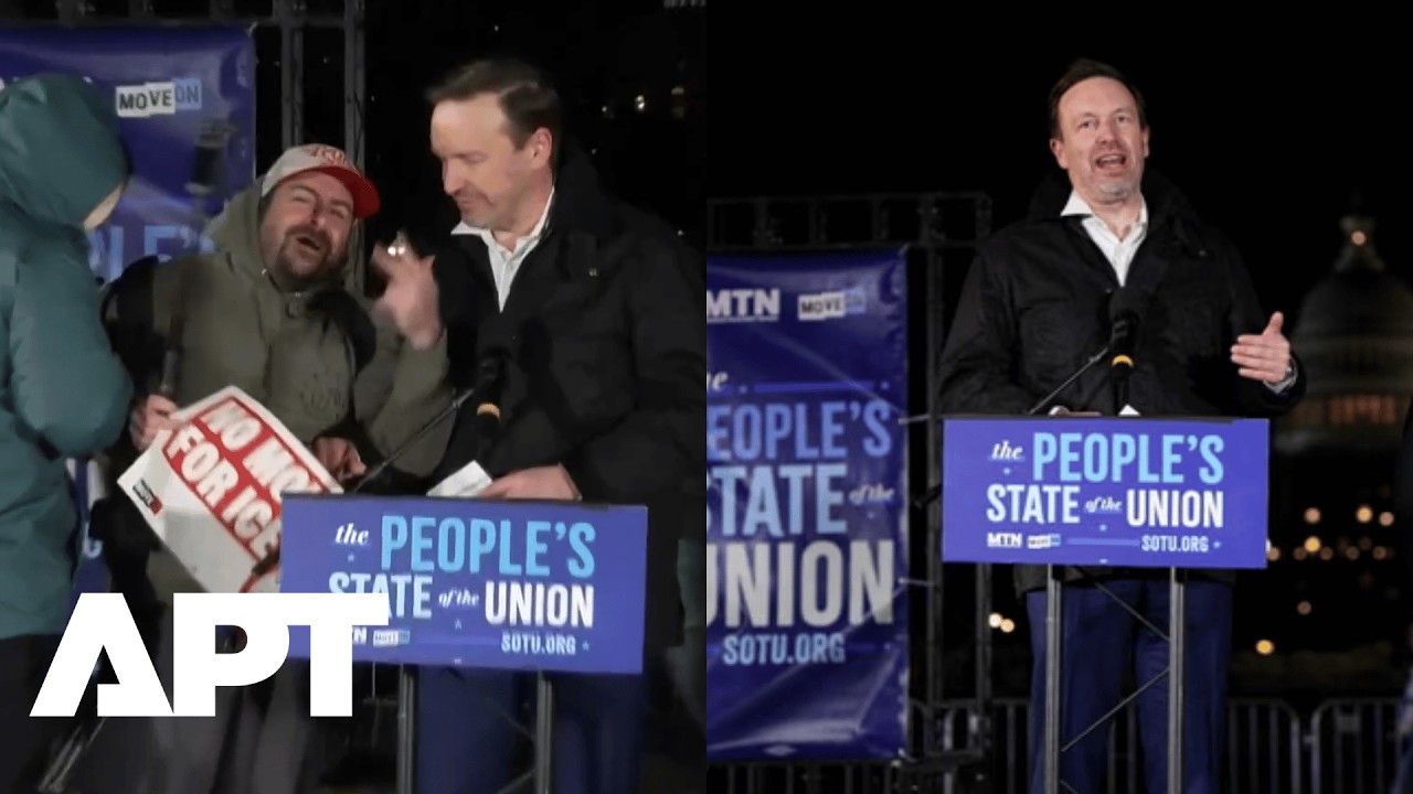 Злоумышленник сорвал выступление сенатора Криса Мерфи во время обращения президента к нации в Ваш...