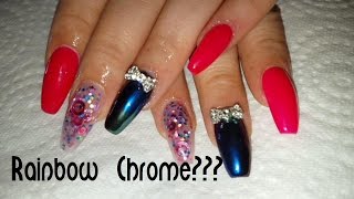 Rainbow Ombre Chrome And Inlays ❤️ Ballerina Style Acrylic Nails screenshot 3