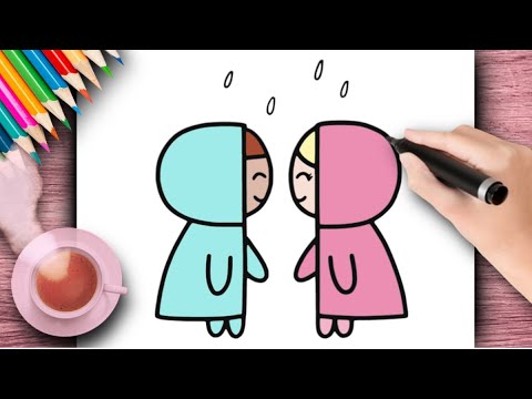 💗 HUR MAN RITAR ETT PAR SÖTA DOCKOR, POJKE OCH FLICKA - LÄTT RITNING ...