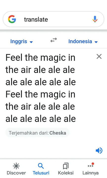 Google translate Feel The magic in the air ale ale ale