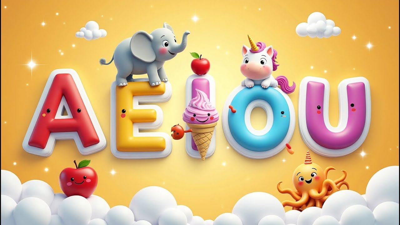AEIOU Vowel Song for Kids | Learn Vowels with Animals & Fun Objects ...