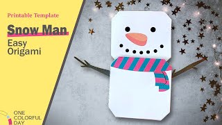 Easy Origami Snowman for Children +printable