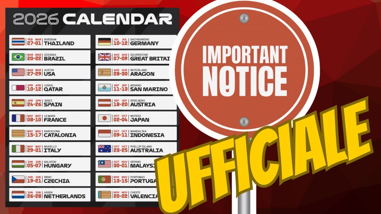 Calendario MotoGP 2026 ufficiale: tutte le date e i circuiti confermati