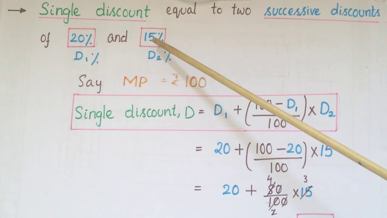 Maths TricksFormula to find Single Discount equivalent to Successive