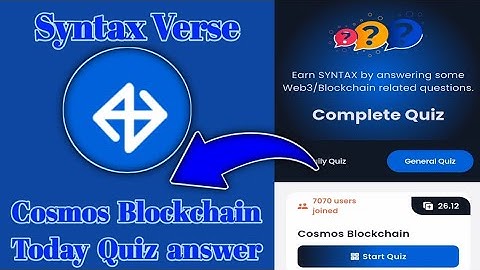 Syntax Verse General today quiz answer| Cosmos Blockchain Quiz Answer
