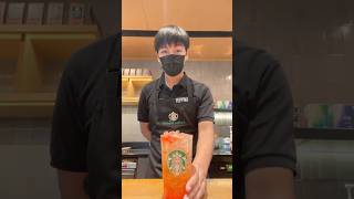 Starbucks Sparkling Water with Strawberry Syrup Shot #starbucks #สตาร์บัคส์ #trending #barista