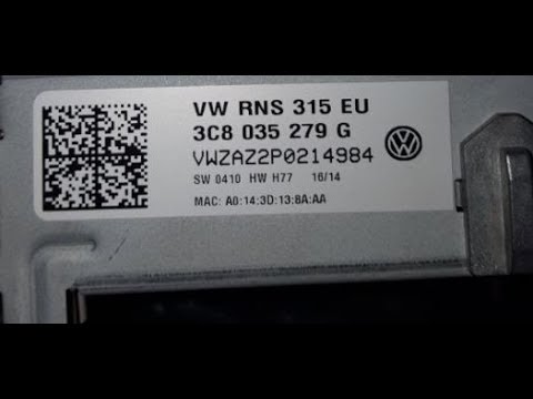 VWZAZ VW Radio RNS 315 Code 3C8 035 279 G Pin