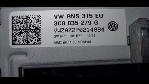VWZAZ VW Radio RNS 315 Code 3C8 035 279 G Pin
