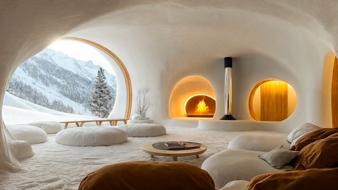 🔥 Suoni Rilassanti del Camino con Neve che Cade ❄️ | Cabina Invernale 🛋