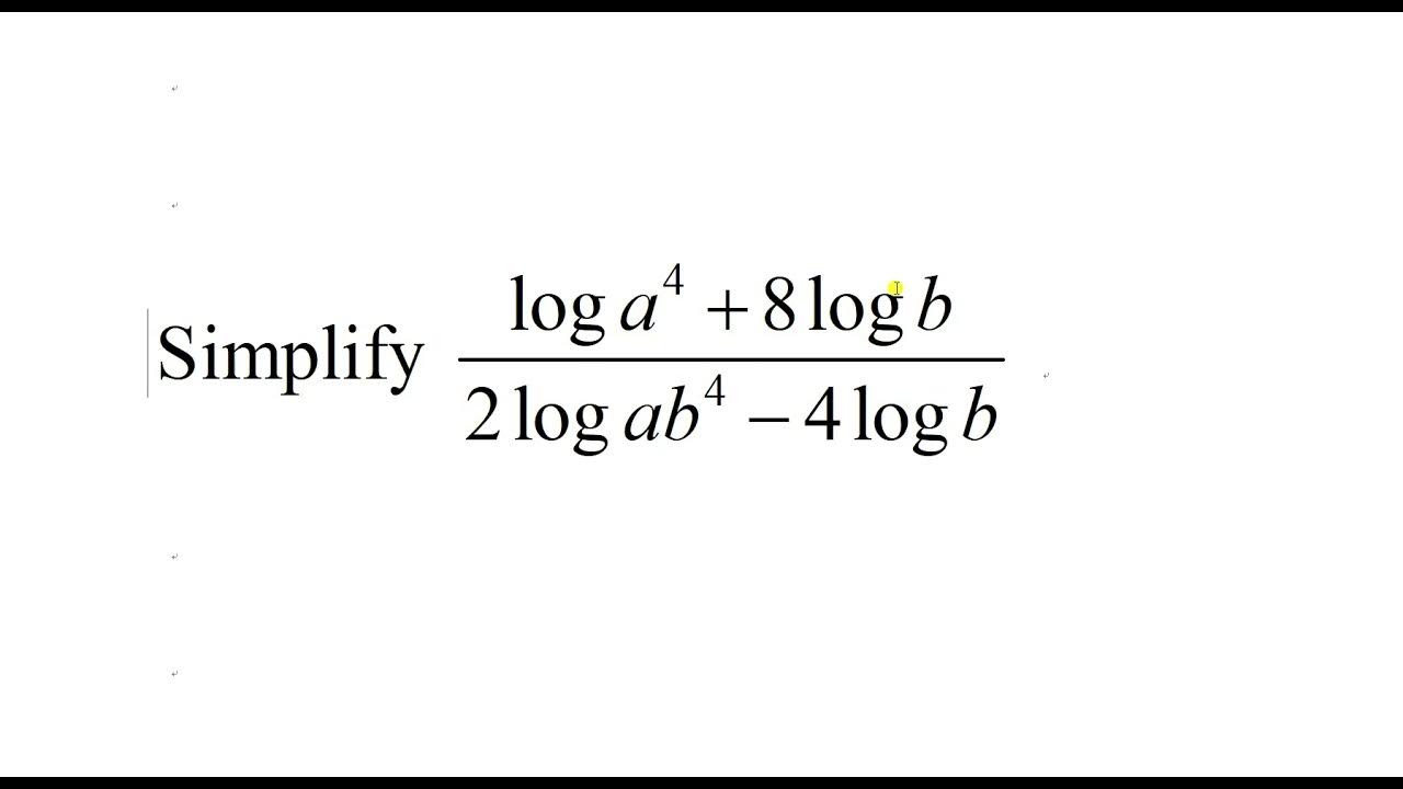 Assignment 2b Logarithmic Function Simplification using logarithm 04
