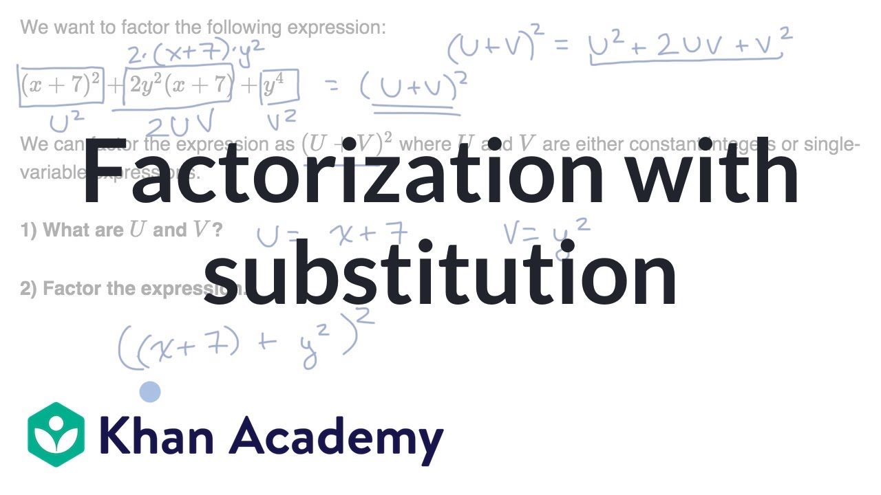 Factorization With Substitution Video Khan Academy