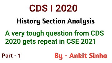 UPSC PYQs | CDS I 2020 | History Section Analysis| Part - 1 | #facetsofupsc
