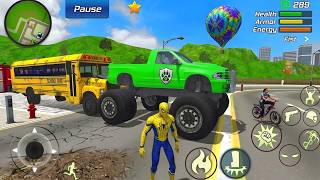 Spider Rope Hero Gangster Crime - Monster Truck & School Bus Driving - Android Gameplay screenshot 3