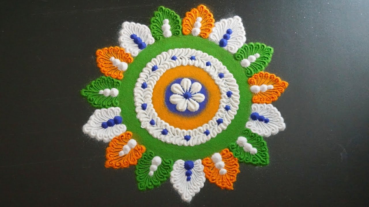 15 August Special Rangoli || Flower Rangoli Design For Independence Day ...