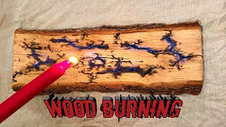 Lichtenberg wood burning figure with candles filling